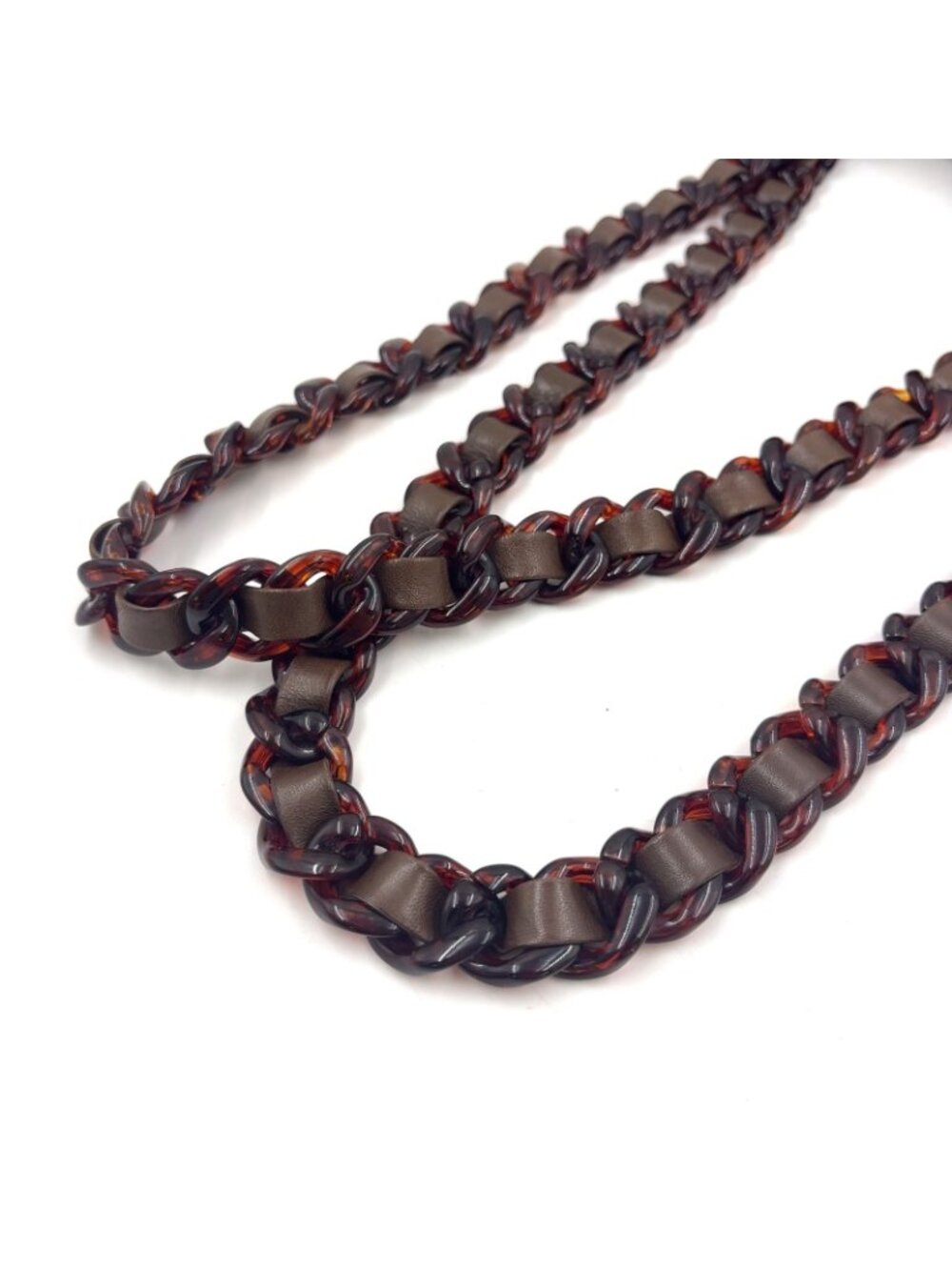 Prada Tortoiseshell Chain Leather Brown Shoulder Bag Silver - Picture 7 of 15